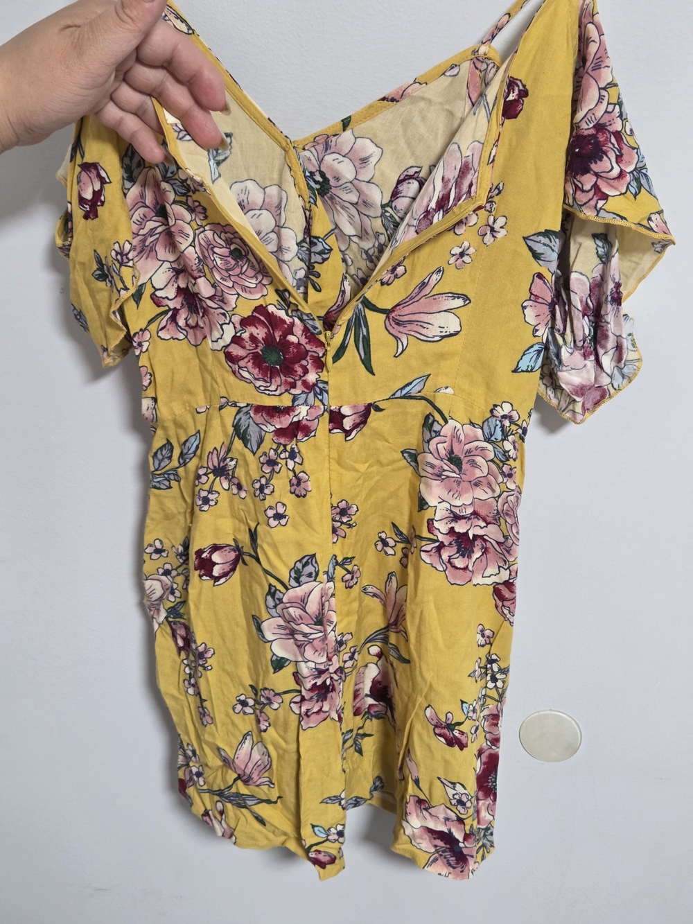 Live Tree Floral V-Neck Yellow Women's Top